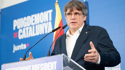 Puigdemont nunha conferencia de prensa que deu en Argelès-sur-Mer (Europa Press/Glòria Sánchez)