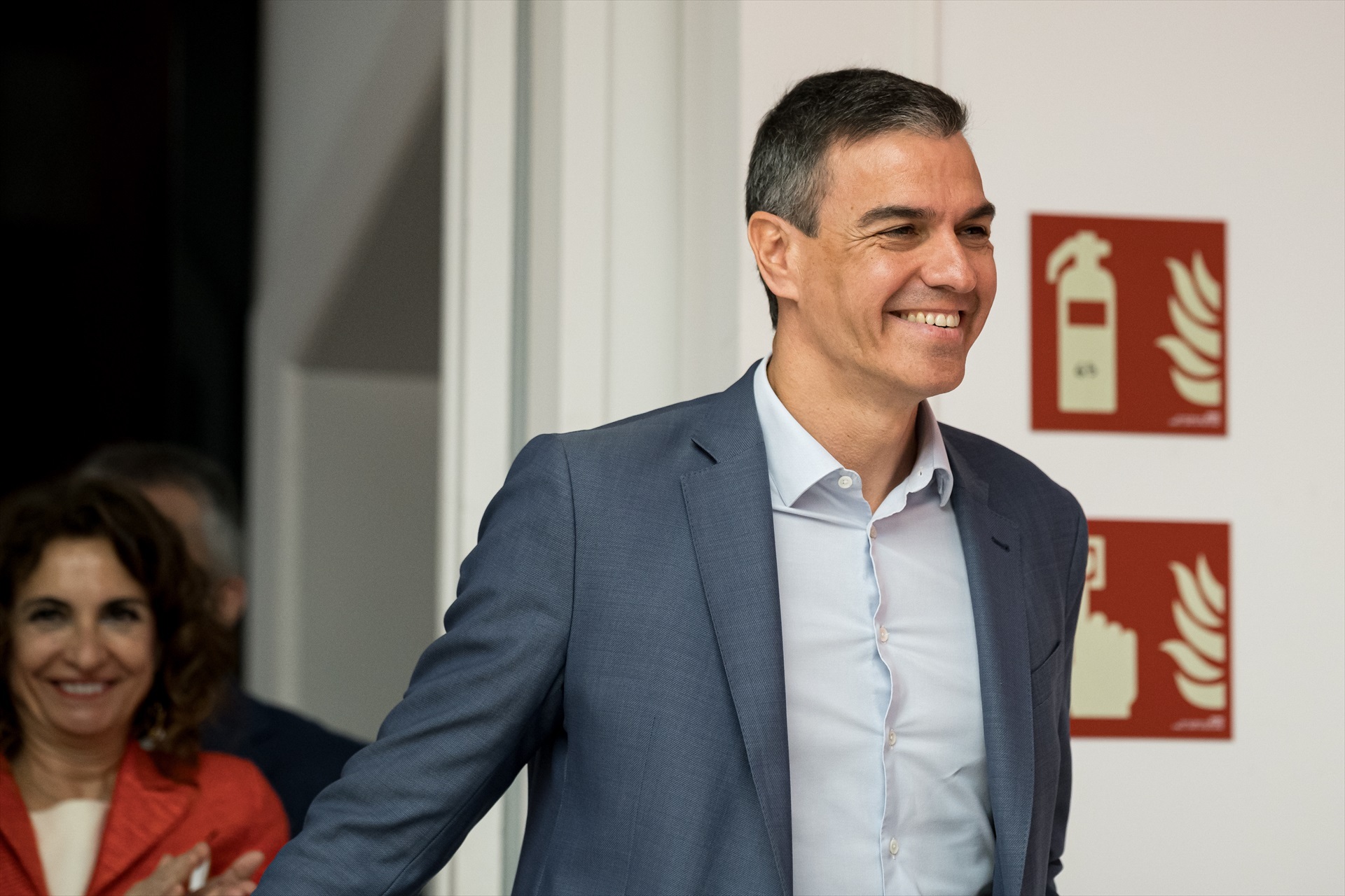 O presidente do Goberno e secretario xeral do PSOE, Pedro Sánchez, á súa chegada á Executiva federal socialista, este luns en Madrid (Diego Radamés / Europa Press).