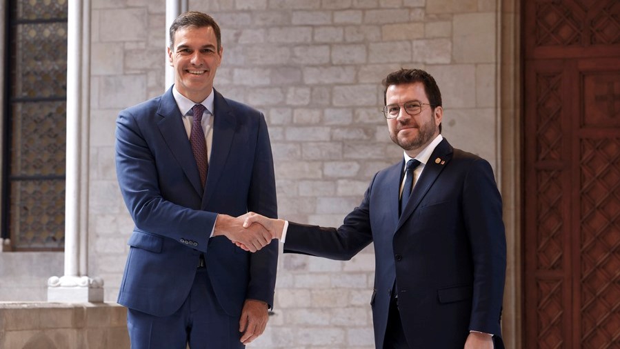 Pedro Sánchez e Pere Aragonés, nunha foto de arquivo (EFE/Quique García)