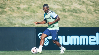 Aidoo, nun adestramento desta pretemporada. RC CELTA