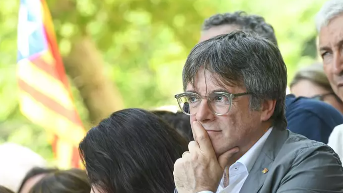 O expresident Carles Puigdemont nun acto o 27 de xullo