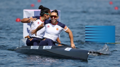 Antía Jácome e María Corbera, ao final da proba. EFE