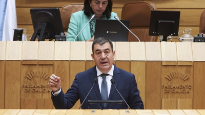 O conselleiro de Educación Román Rodríguez, durante a súa comparecencia a petición propia esta mañá no Parlamento galego (EFE/Xoán Rey)