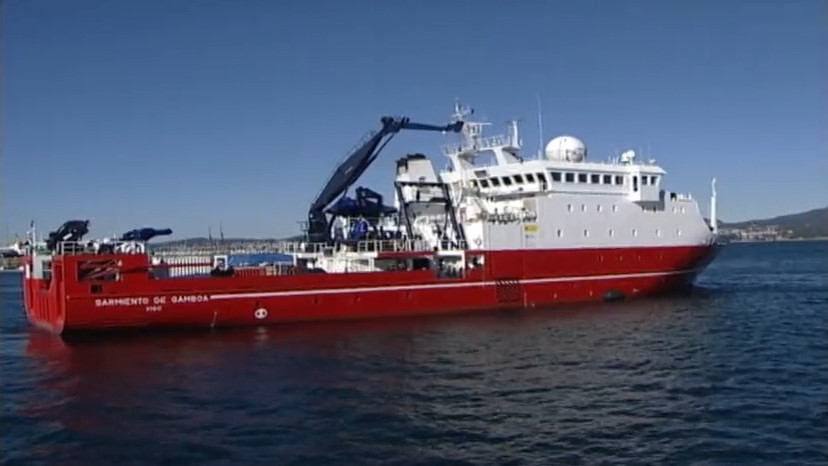 Imaxe de arquivo do buque Sarmiento de Gamboa no porto de Vigo (TVG).