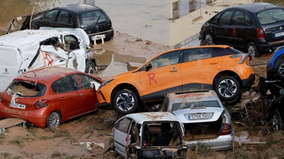 Vehículos afectados pola DINA na localidade de Alfafar, en Valencia (EFE/Kay Försterling)