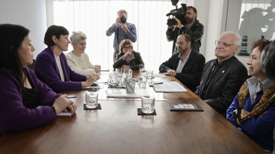 Ana Pontón reuniuse coa dirección da Real Academia Galega, encabezada por Victor F. Freixanes. EFE/Cabalar