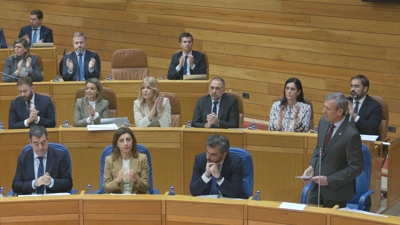 O presidente da Xunta, Alfonso Rueda, na sesión de control do Parlamento de Galicia