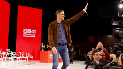 Pedro Sánchez durante o Congreso este domingo. EFE/Julio Muñoz