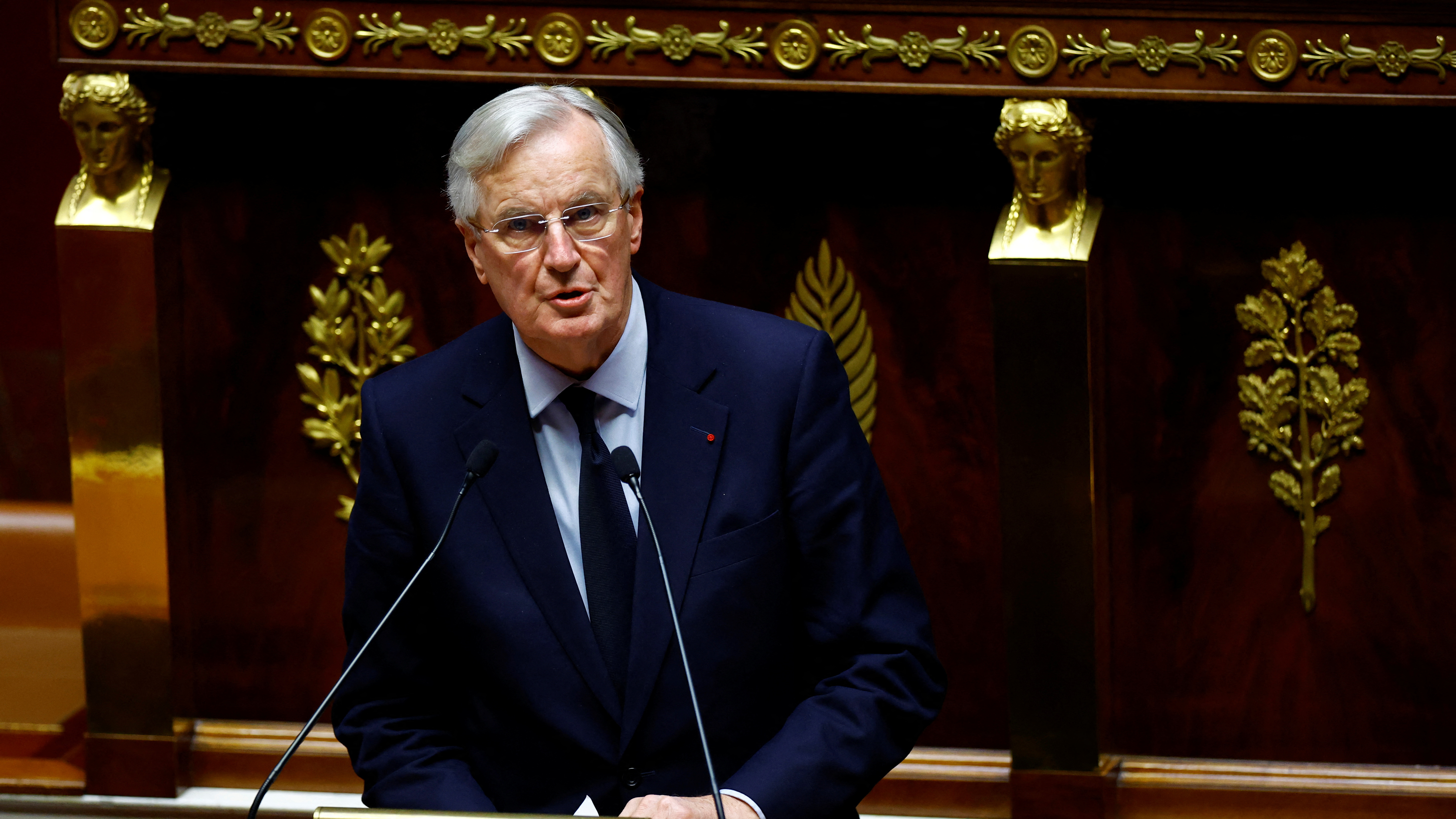 O primeiro ministro francés Michel Barnier pronuncia un discurso na Asemblea Nacional de París /(REUTERS/Sarah) Meyssonnier