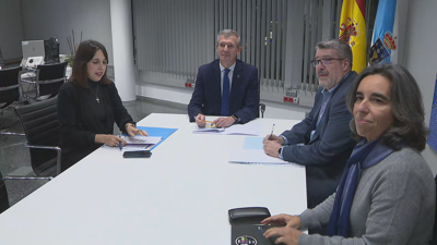 O presidente da Xunta Alfonso Rueda, na reunión con Stellantis