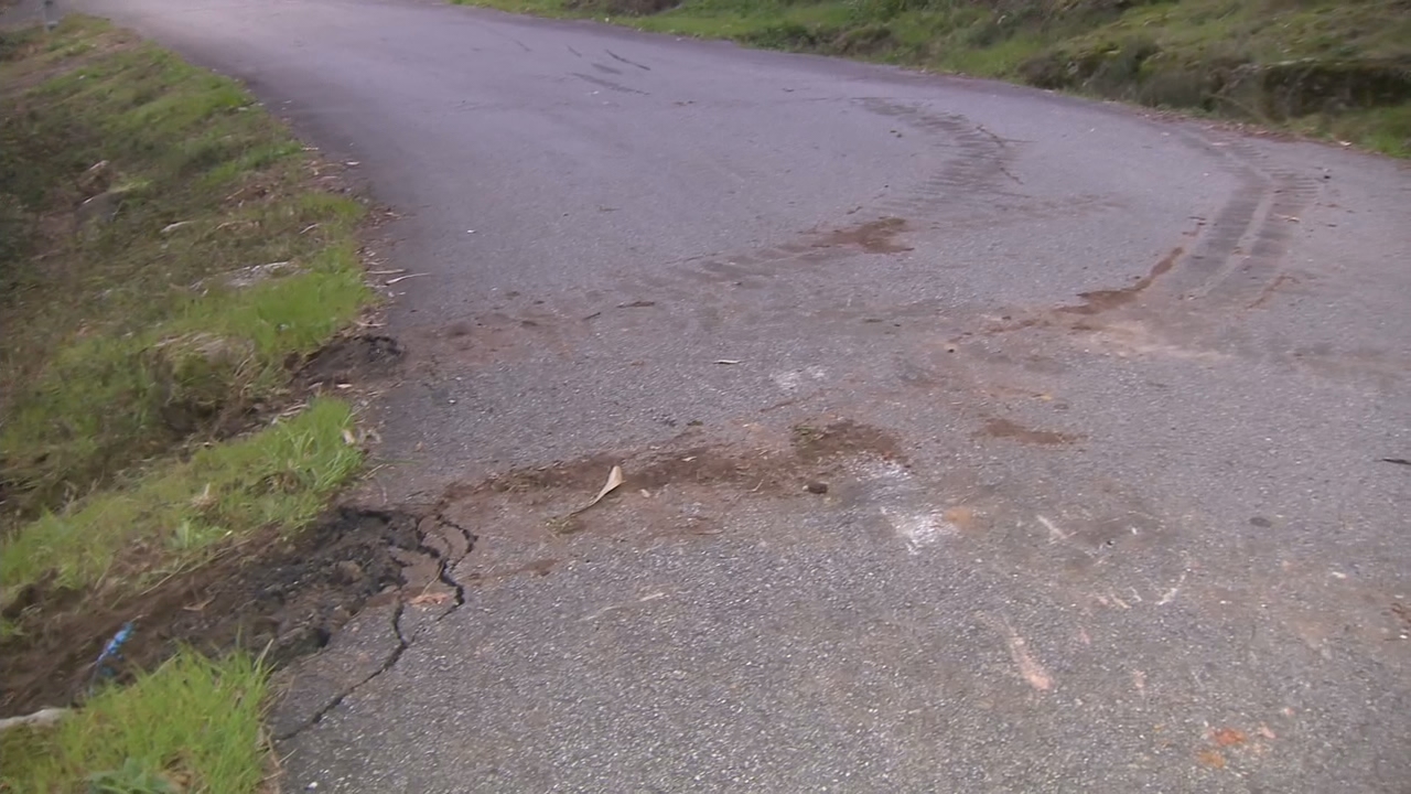 O lugar do accidente coas marcas das rodas do tractor